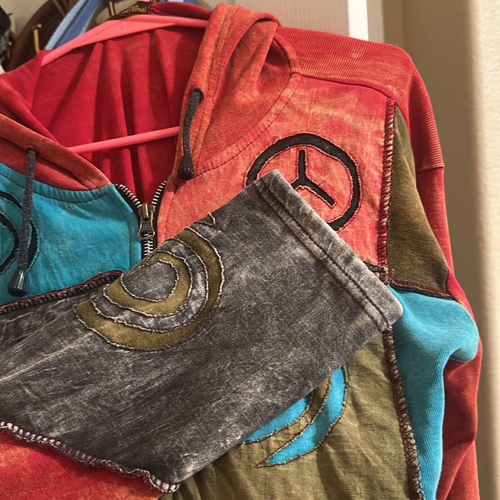 Rising International Multicolor Patchwork Hoodie … - image 5